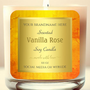Elegant Product Packaging Labels Gold Orange Frame