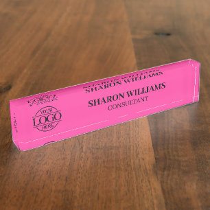 Elegant Professional Bight Pink Office Title Desk Nameplate