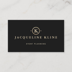 Elegant Professional Black and Gold Monogram Business Card