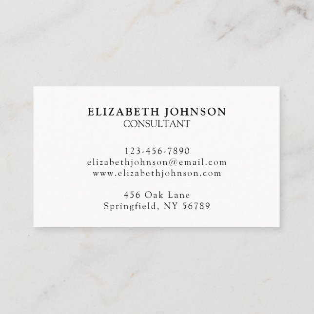 Elegant Professional Black and White Company Logo Business Card (Back)