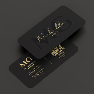 Elegant Professional Black Gold Modern Monogram Business Card