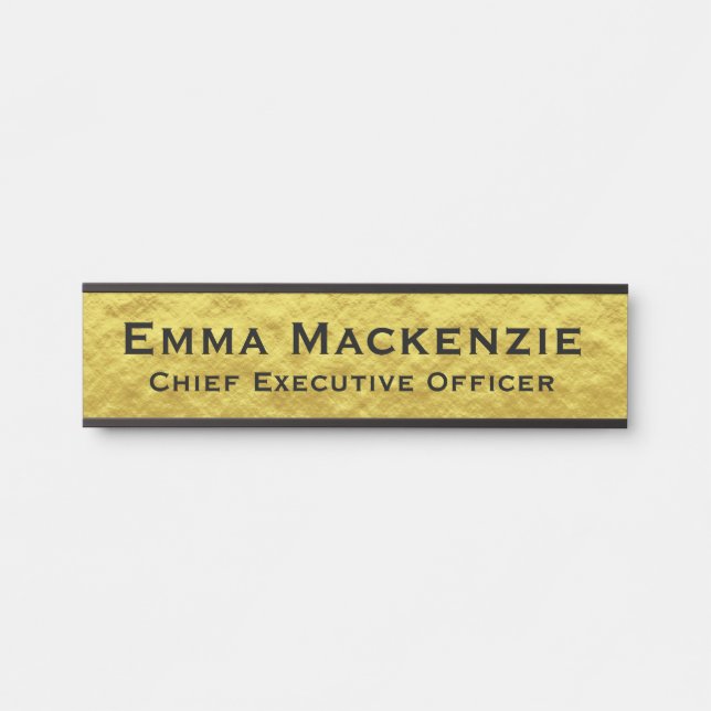Elegant Professional Black & Gold Office Door Sign (Front)