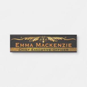 Elegant Professional Black & Gold Office Door Sign