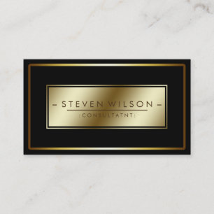 Elegant Professional Black Modern Plain Gold Business Card