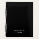 Elegant professional black name title business planner<br><div class="desc">Minimalist black and white custom text elegant planner.
Fully customisable white text,  black solid plain background.
You can customise it with name and last name and title,  year,  company name,  professionals,  business,  etc</div>
