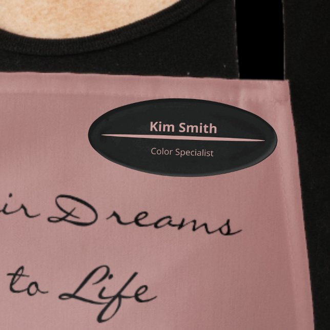 Elegant Professional Black Pink Expertise & Oval Name Tag (Elegant Professional Black Pink Expertise & Oval Name Tag)