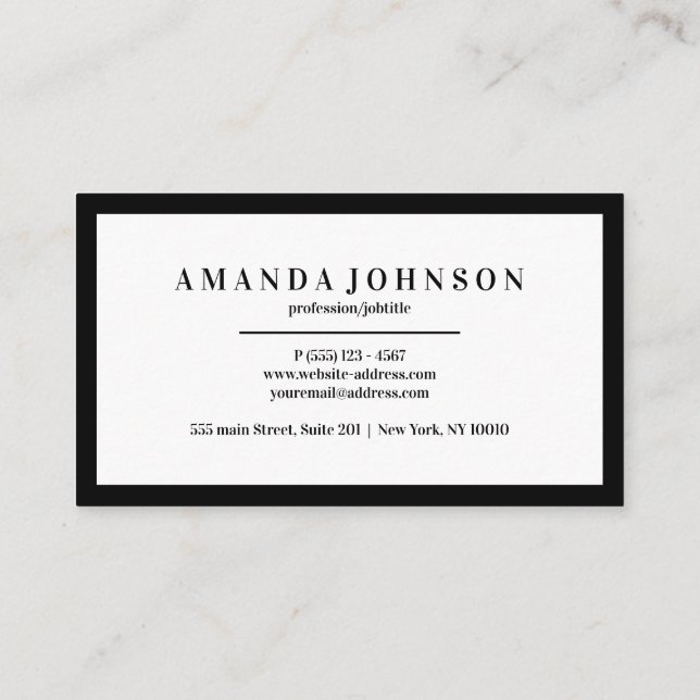 Elegant Professional Black White Minimal Business Card (Back)