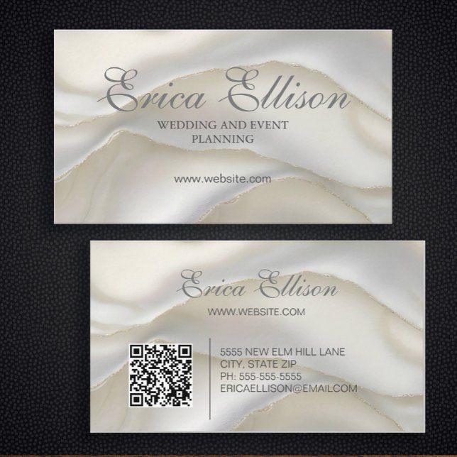 Elegant Professional Business QR Code Pearl Business Card (Elegant Mother of Pearl business cards personalized with a QR code for your website)