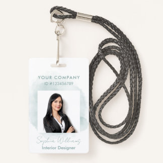 Elegant Professional Business Watercolor Signature ID Badge