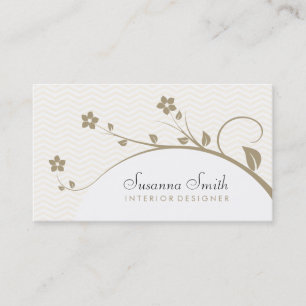 Elegant professional card with flowers and chevró