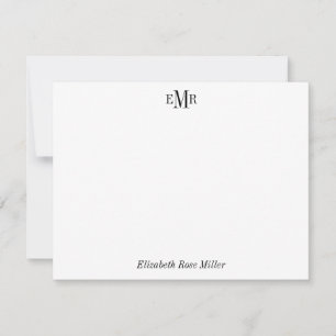 Elegant Professional Chic Black 3 Monogram Initial Card