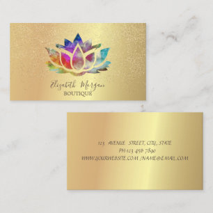 Elegant Professional Colourful Lotus Gold Confetti Business Card