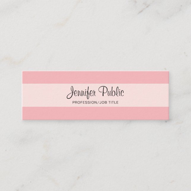 Elegant Professional Creative Design Pink Modern Mini Business Card (Front)