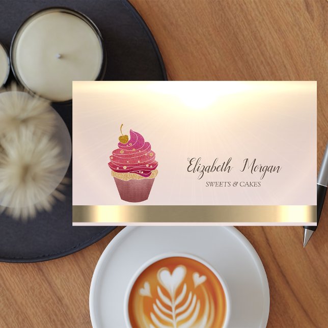 Elegant Professional Cupcake Gold Business Card (Creator Uploaded)