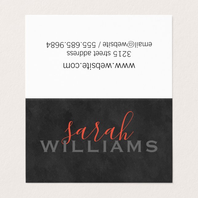 Elegant Professional Cursive / Grey Business Card (Outside Unfolded)