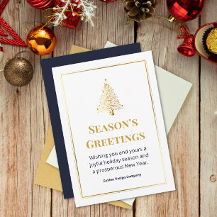Elegant Professional Custom Logo Blue Christmas  Holiday Card
