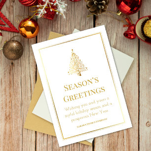 Elegant Professional Custom Logo Golden Christmas  Holiday Card