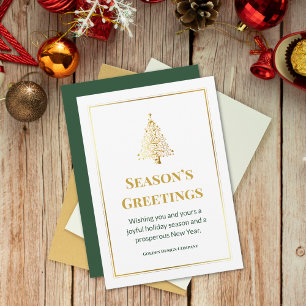 Elegant Professional Custom Logo Green Christmas Holiday Card