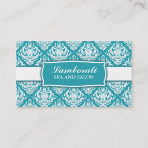 Elegant Professional Damask Floral Pattern Salon Business Card