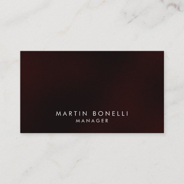 Elegant Professional Dark Red Plain Business Card (Front)