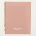Elegant professional dusty pink name title year planner<br><div class="desc">Minimalist dusty pink and white custom text modern simple elegant chic personalised planner.
Fully customisable white text,  dusty pink plain solid colour background.
You can customise it with name and last name and title,  year,  company name,  professionals,  business,  etc</div>