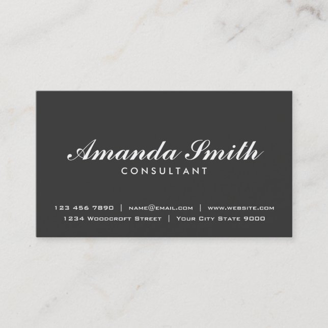 Elegant Professional Fashion Designer Plain Black Business Card (Front)