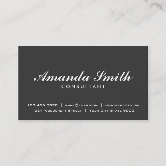 Elegant Professional Fashion Designer Plain Black Business Card (Front)
