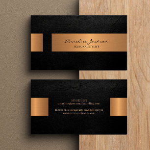 Elegant professional faux gold metallic black business card
