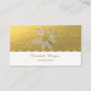 Elegant Professional,Faux Gold,White Daisy Business Card