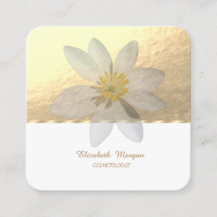 Elegant Professional,Faux Gold,White Daisy Square Business Card
