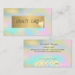 Elegant Professional Frame,Gold Heart Holographic Loyalty Card