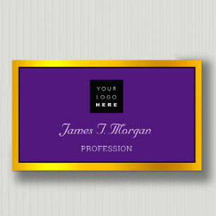 Elegant Professional Frame Logo Black Purple Gold Business Card