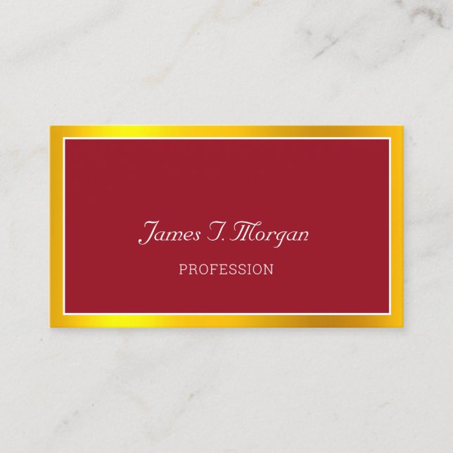 Elegant Professional Framed VIP Red White Golden Business Card (Front)