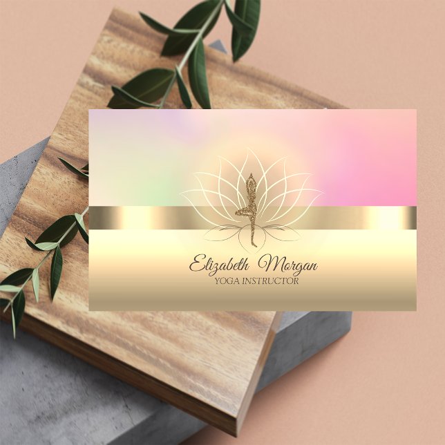 Elegant  Professional Glitter Yoga Girl,Lotus Business Card (Creator Uploaded)