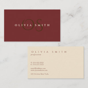 Elegant Professional Gold and burgundy Monogram Business Card