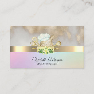 Elegant Professional Gold Bakery Tools Flowers Business Card