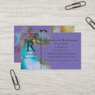 Elegant Professional Gold Blue Purple Periwinkle Business Card