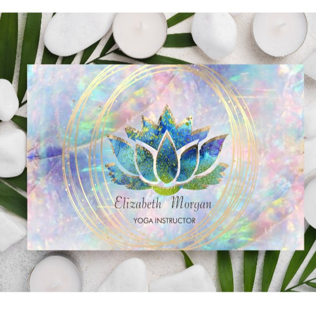 Elegant Professional,Gold Circles Lotus Opal  Business Card (Creator Uploaded)