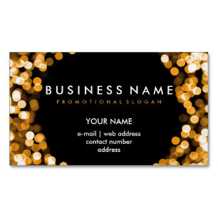 Elegant Professional Gold Hollywood Glam Lights Magnetic Business Card