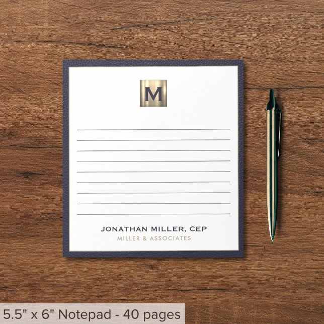 Elegant Professional Gold Initial Logo Lined Notepad (Creator Uploaded)