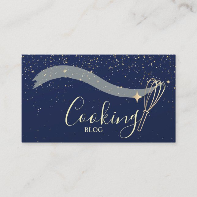 Elegant Professional,Gold,Navy Blue,Whisk,Cooking Business Card (Front)