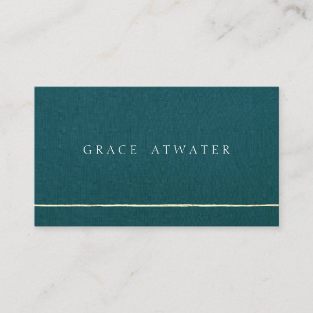 Elegant Professional Gold Stripe & Teal Green Business Card (Front)