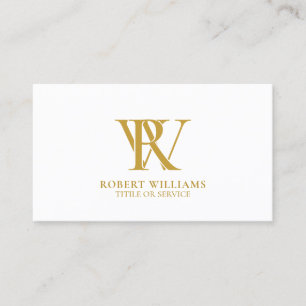 Elegant Professional Gold Yellow Monogram White Business Card