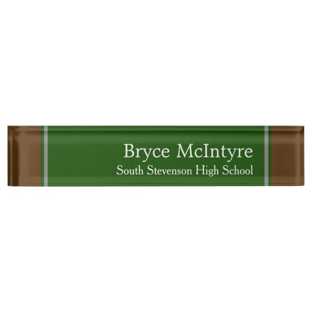Elegant Professional Green and Brown Nameplate (Front)