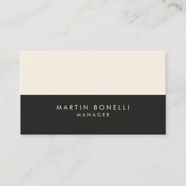 Elegant Professional Grey Cream Business Card (Front)