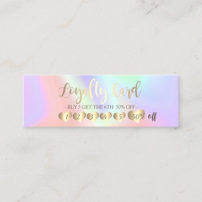 Elegant Professional Hearts Colourful Holographic  Loyalty Card (Front)