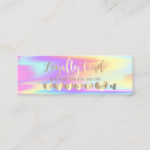 Elegant Professional Hearts Ombre Holographic Loyalty Card