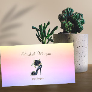 Elegant Professional High Heels Black Roses Simple Business Card