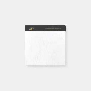 Elegant Professional Initials Black Gold Marble Post-it Notes