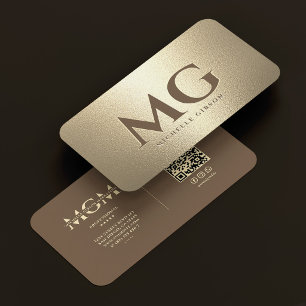 Elegant Professional Initials Brown Faux Gold Business Card